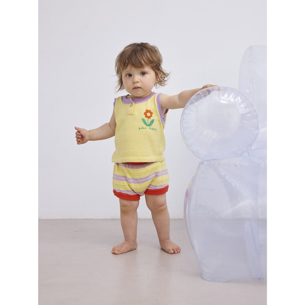 Bobo Choses Beige Flower Knitted Set