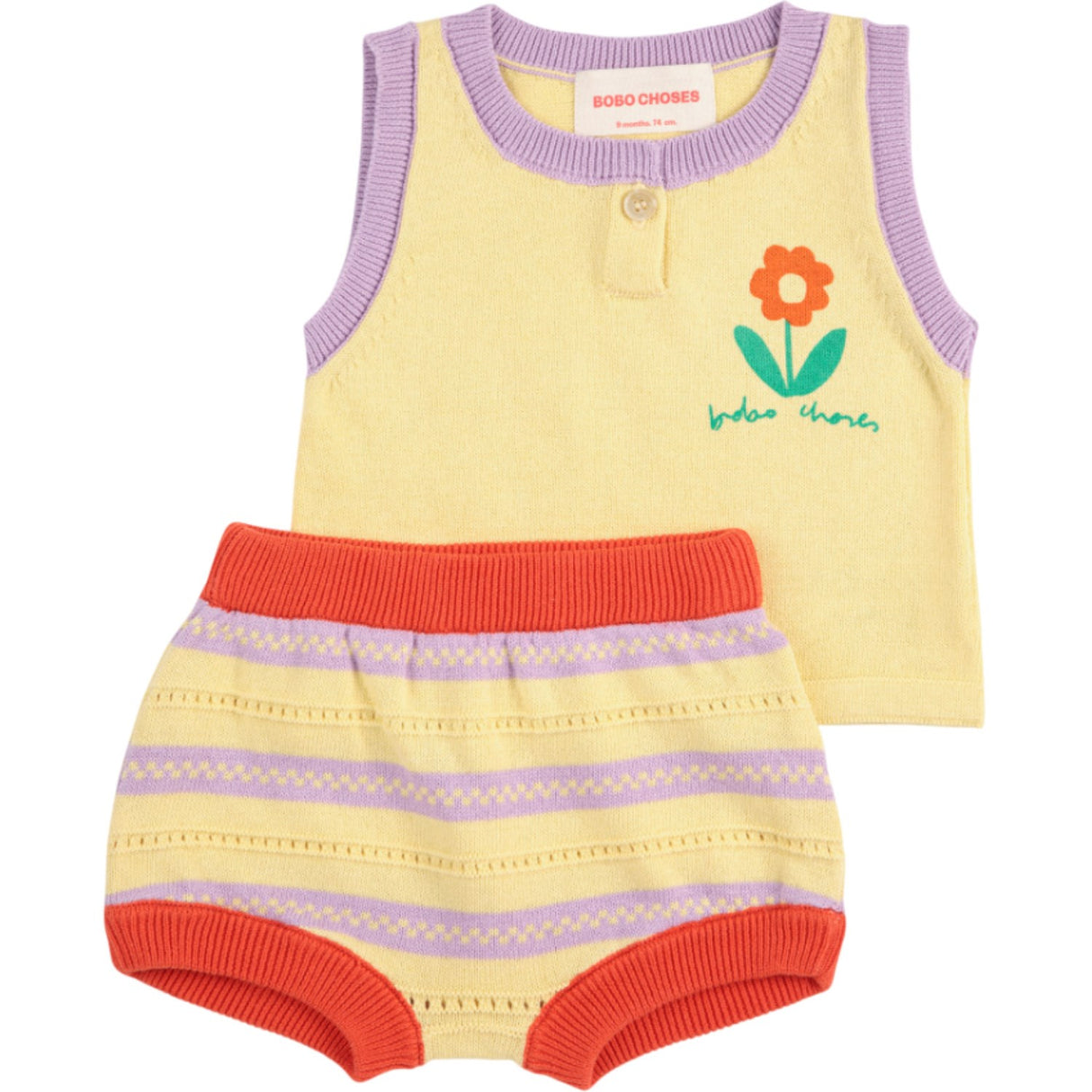 Bobo Choses Beige Flower Knitted Set