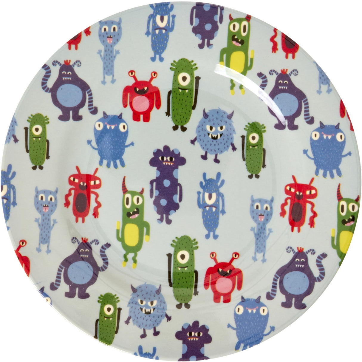 Rice Melamine Round Side Plates With Monsters Print