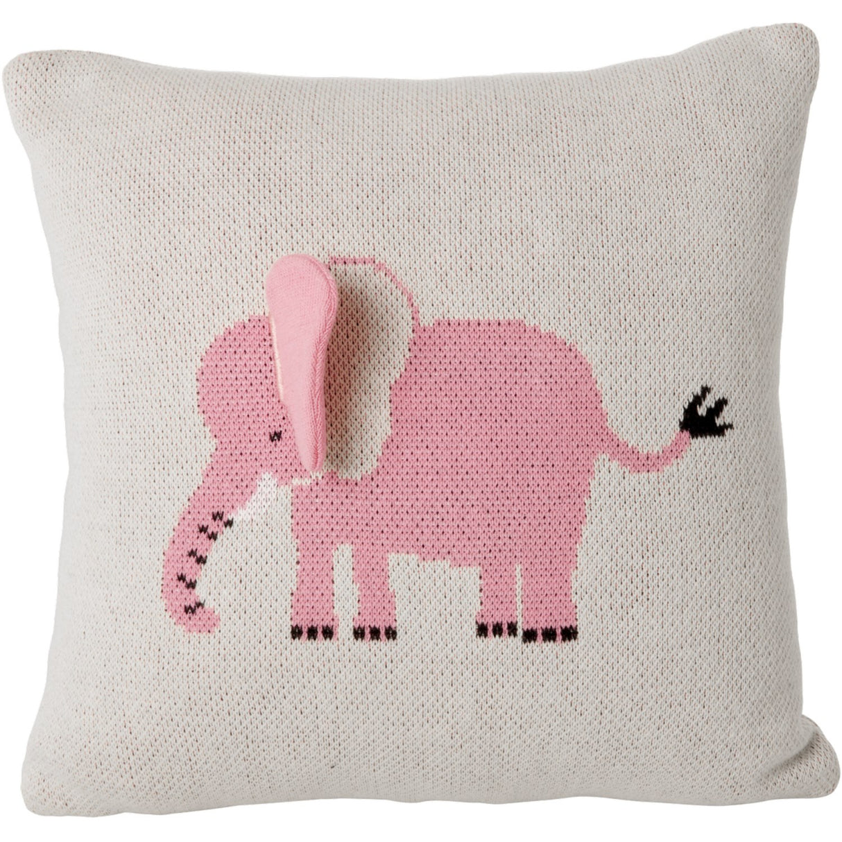 Rice Kids Elephant Cushion With 3D Details And Filler - Pink - Small