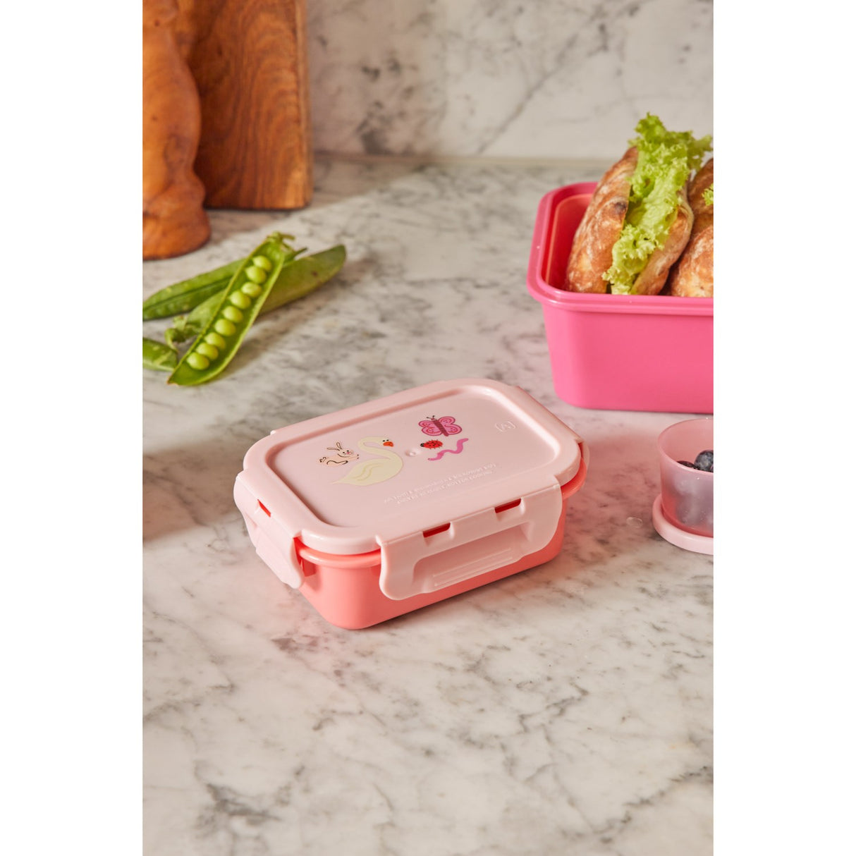 Rice Lunchbox With Airtight Lid And Wildlife Print - Pink - Small