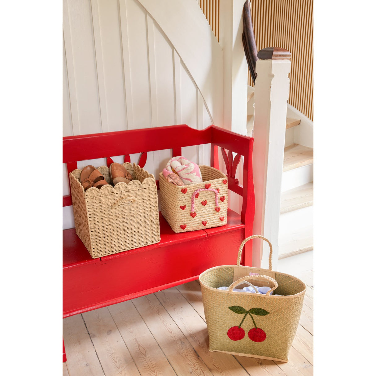 Rice Paper Rope Foldable Basket In Nature - Large