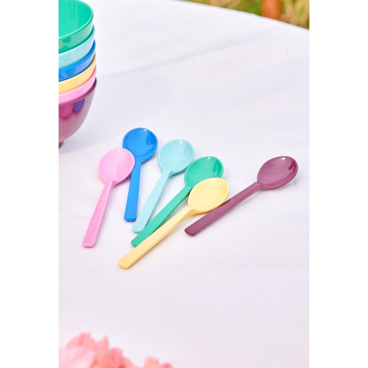 Rice Melamine Tea Spoon In Asst. Show Your Colors - Set Of 6