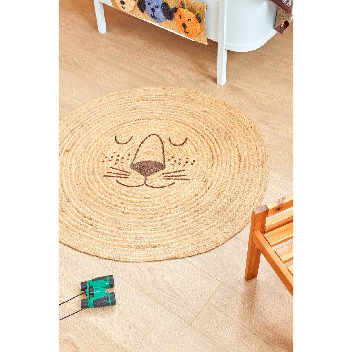 Rice Jute Floor Mate With Lion Face