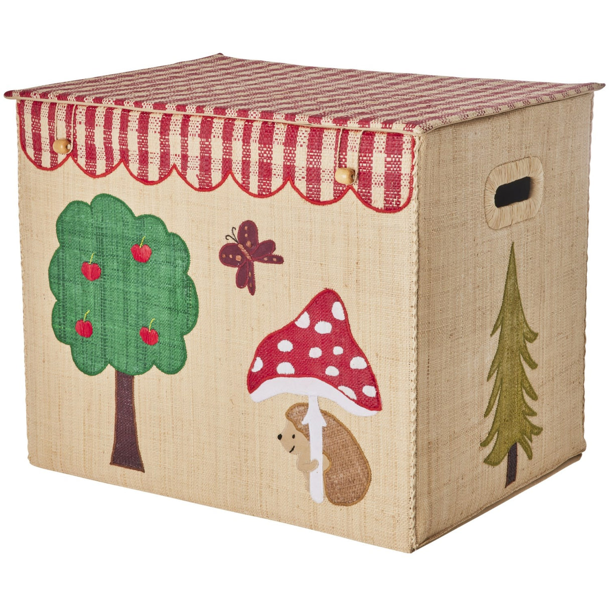 Rice Raffia Storage Box With Happy Forest Theme - Extra Large - Foldable