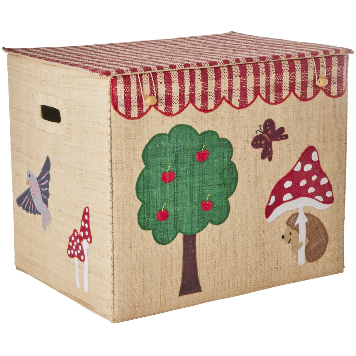 Rice Raffia Storage Box With Happy Forest Theme - Extra Large - Foldable