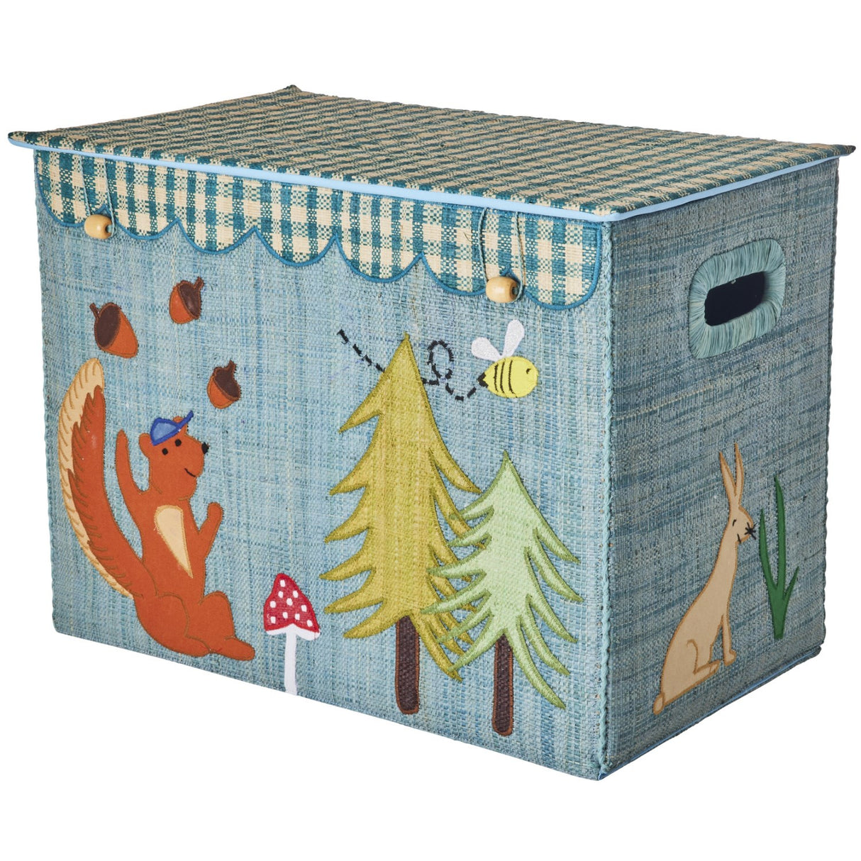 Rice Raffia Storage Box With Happy Forest Theme - Large - Foldable