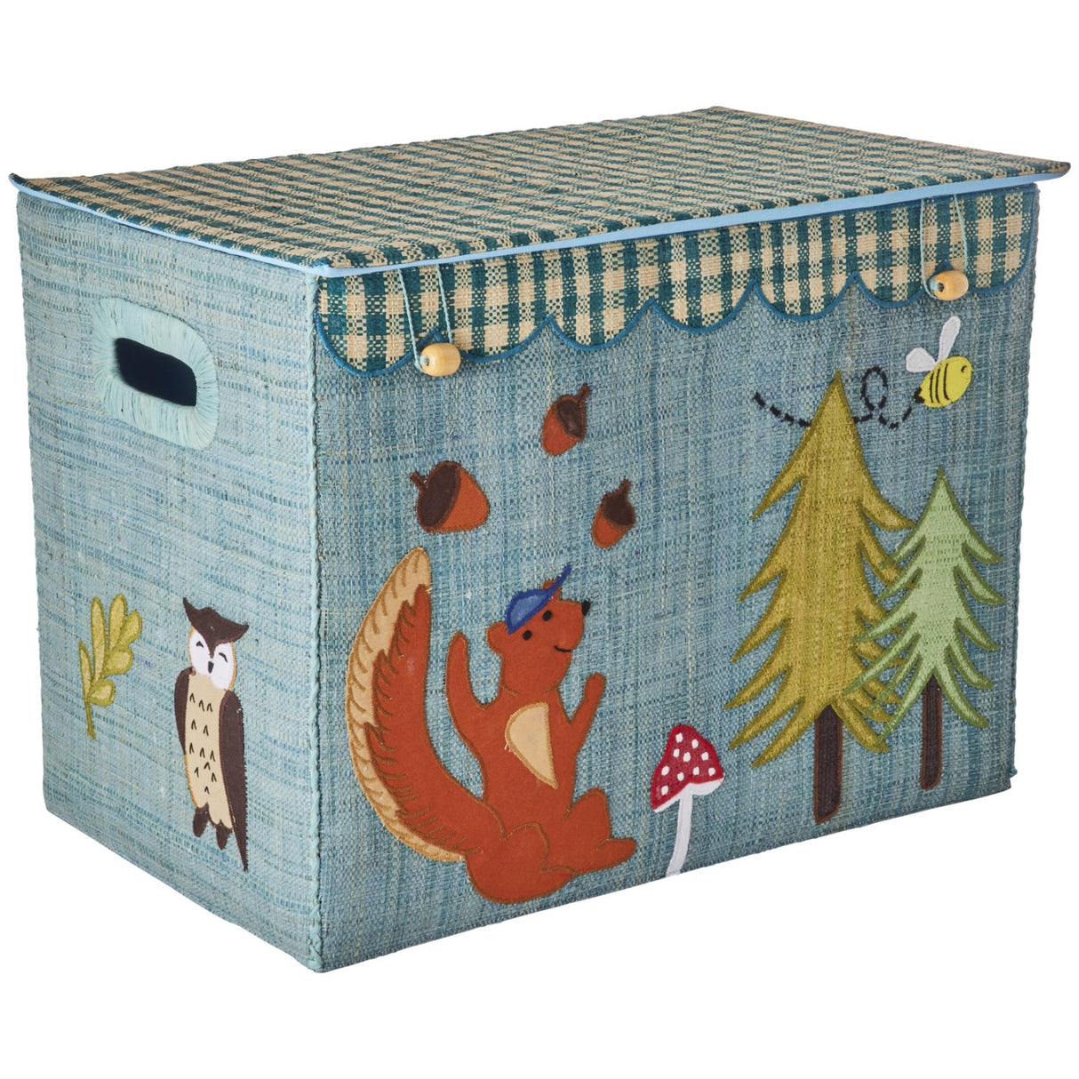 Rice Raffia Storage Box With Happy Forest Theme - Large - Foldable