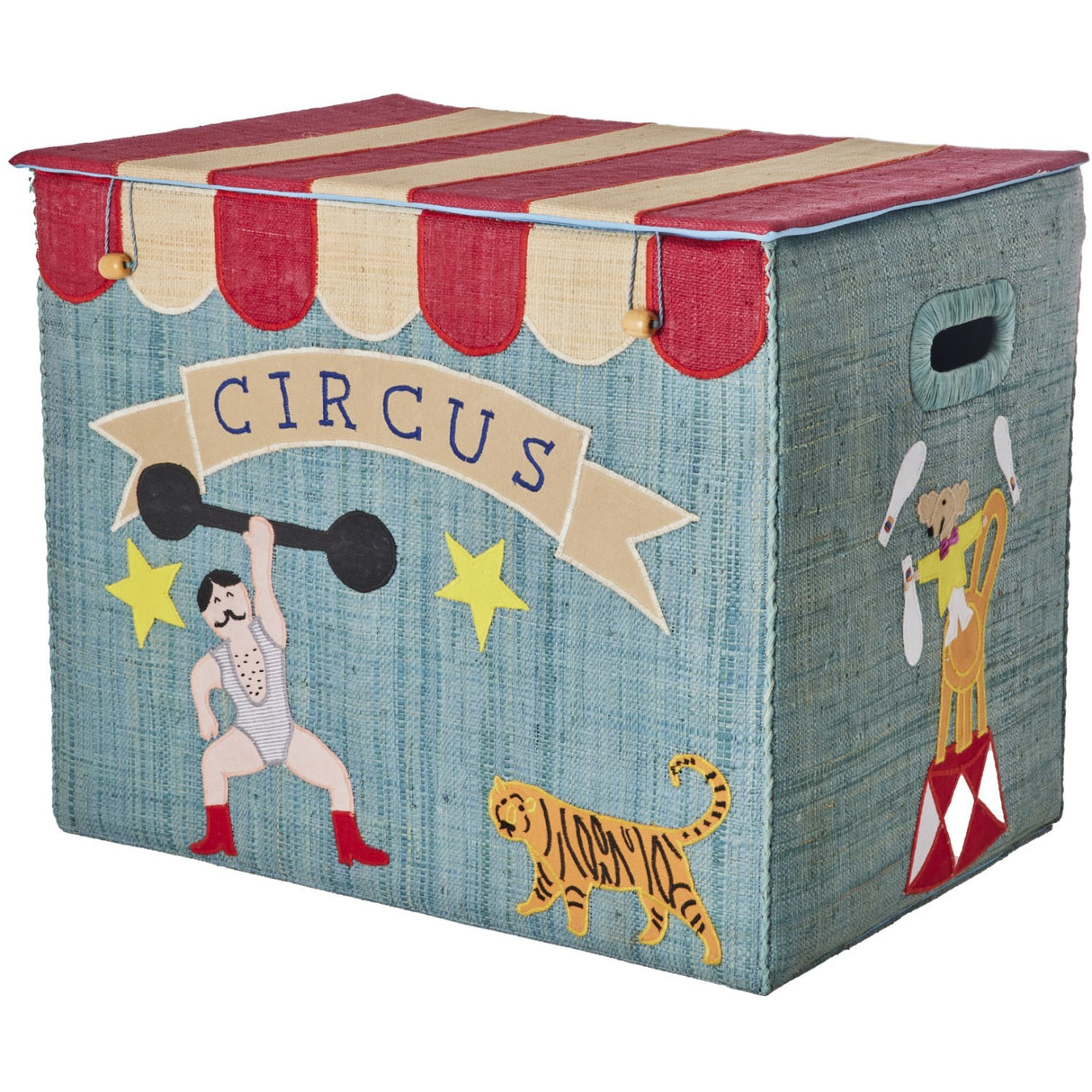 Rice Raffia Storage Box With Circus Theme - Extra Large - Foldable