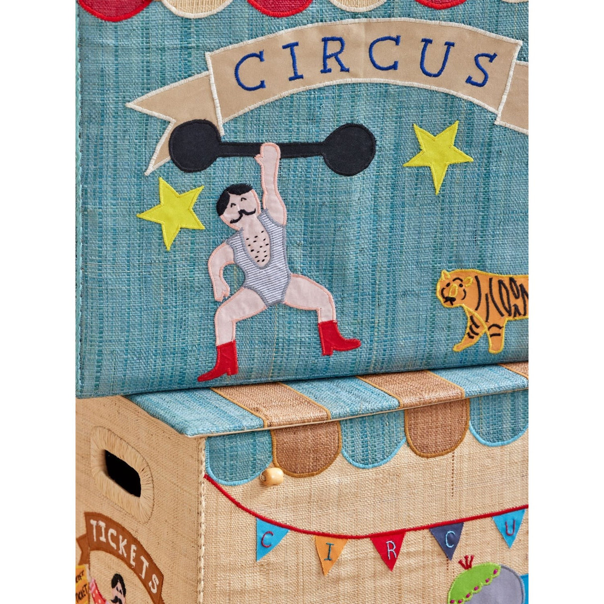 Rice Raffia Storage Box With Circus Theme - Extra Large - Foldable