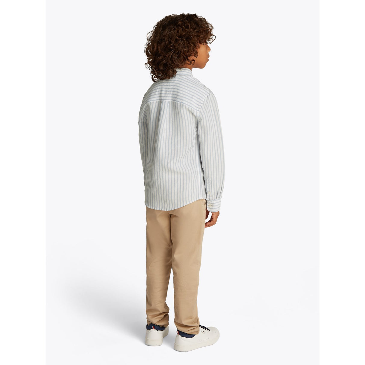 Tommy Hilfiger Breezy Blue Stripe Linen Blend Striped Shirt LS