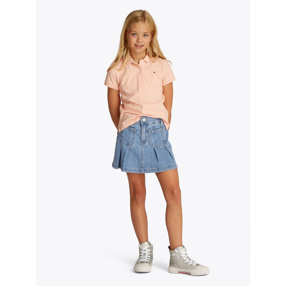 Tommy Hilfiger Drapey Denim Skirt Pleated