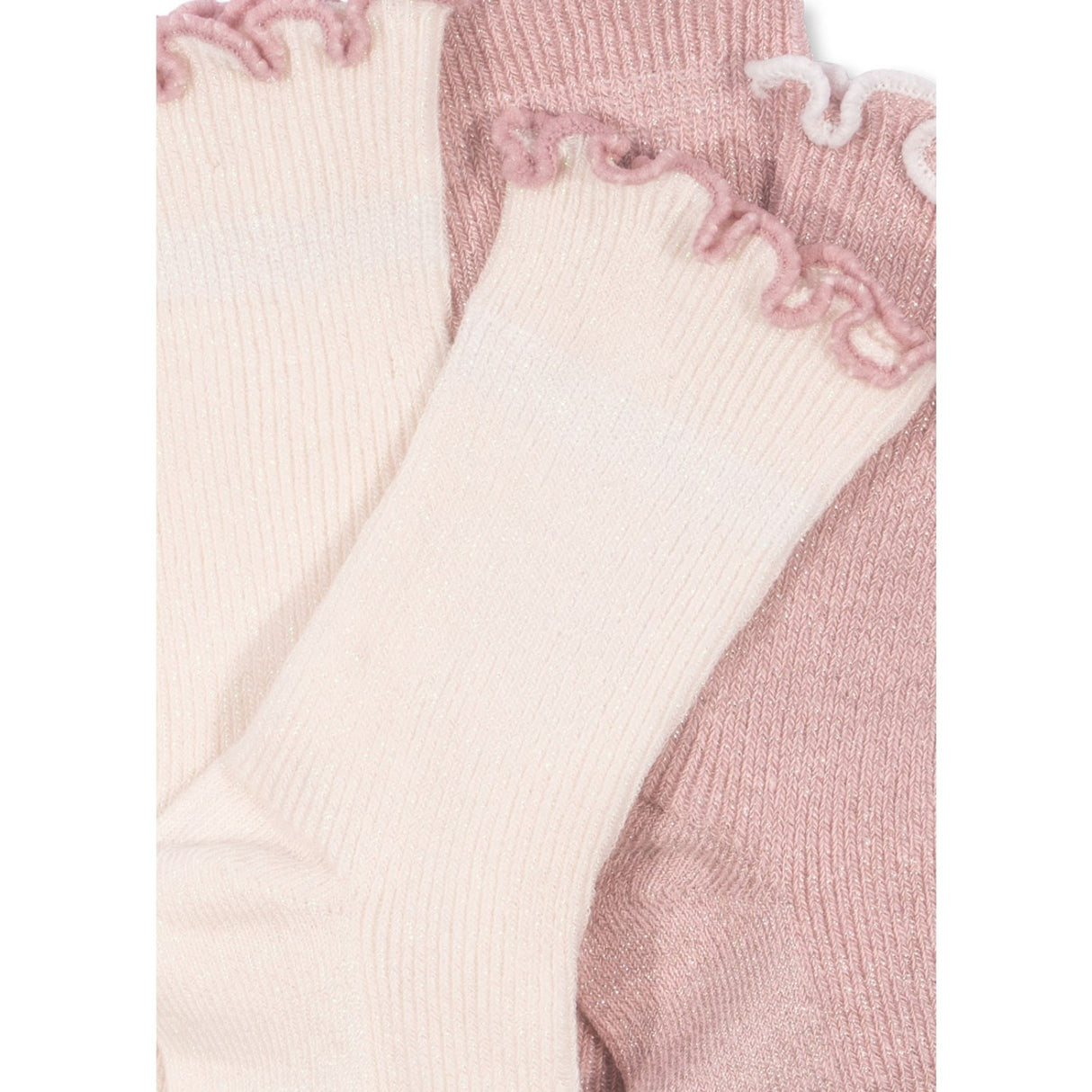 Konges Sløjd Rose/Off White 2 Pack Rib Frill Socks