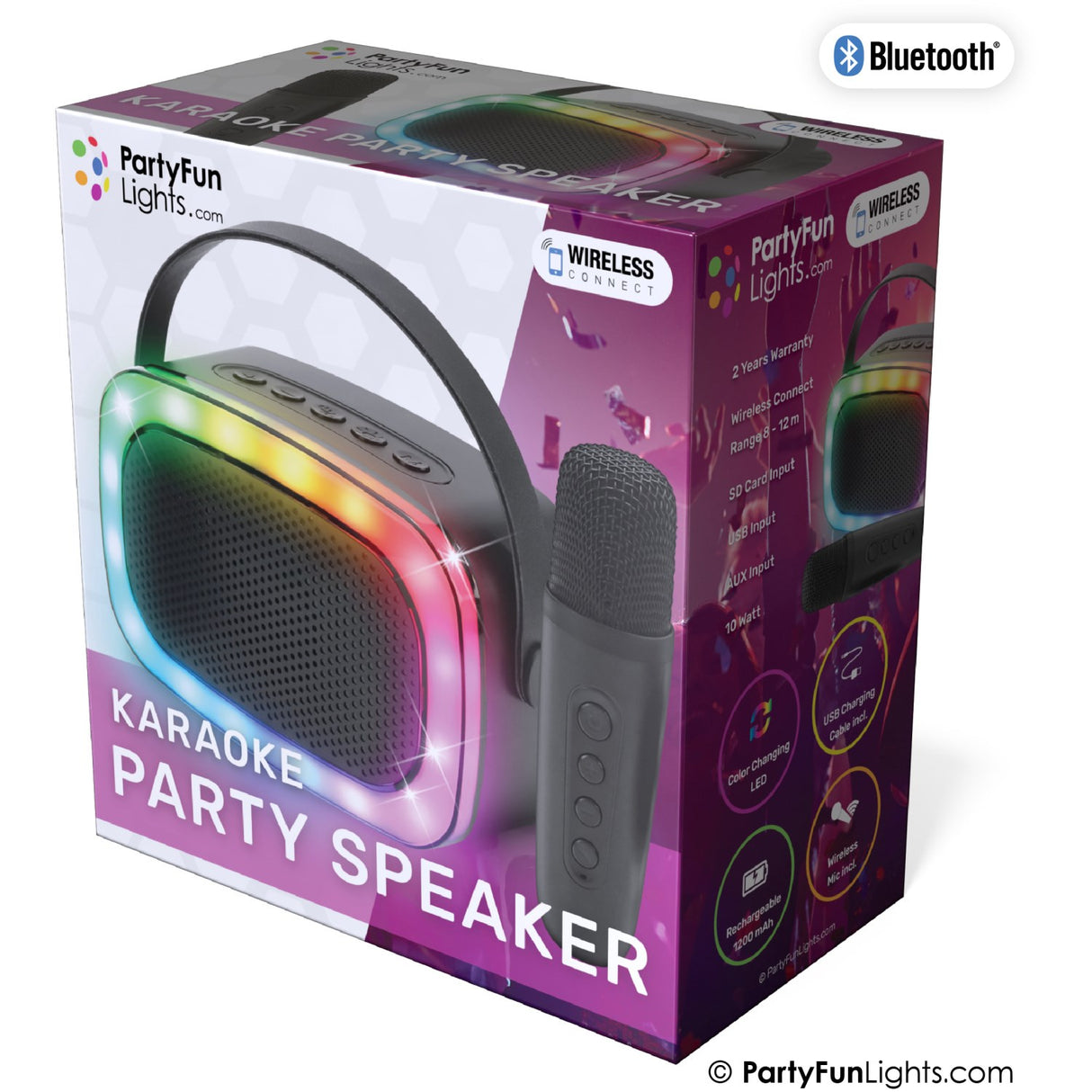 Party Funlight Mini Karaoke Speaker with Wireless Microphone