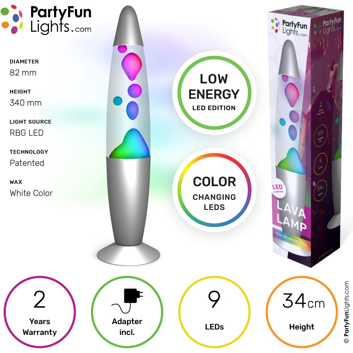 Party Funlight Lava Lamp - Multicolor H: 34cm
