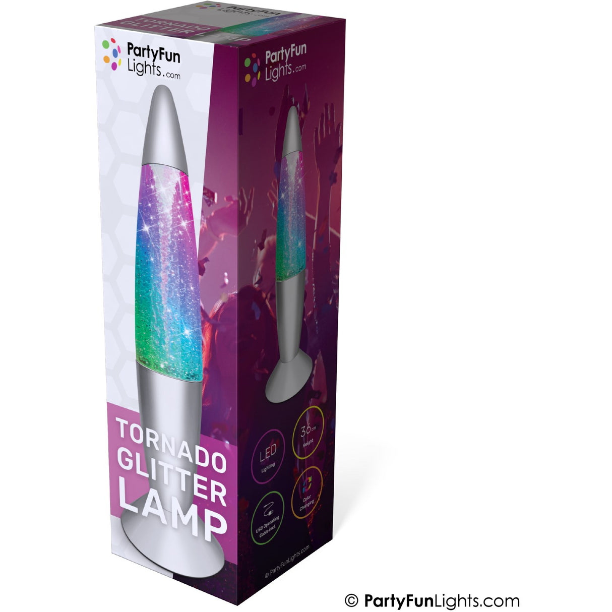 Party Funlight Tornado Glitter Lamp - Multicolor H: 36cm
