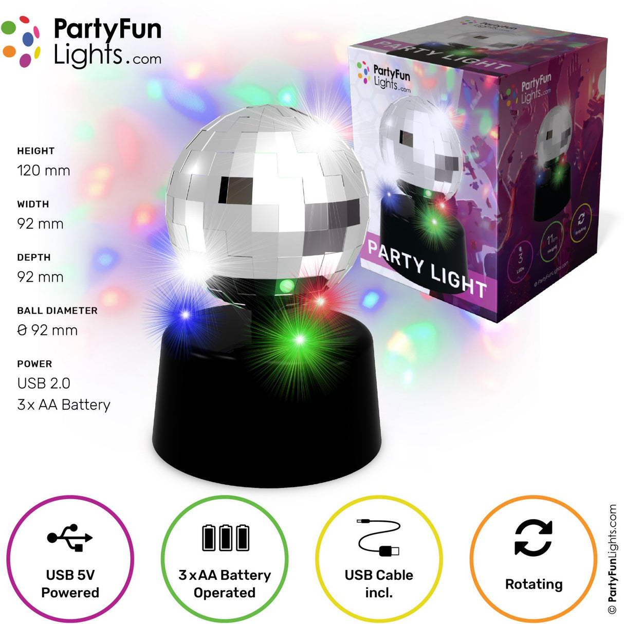 Party Funlight Mini Mirror Ball Lamp Ø: 9.2 cm