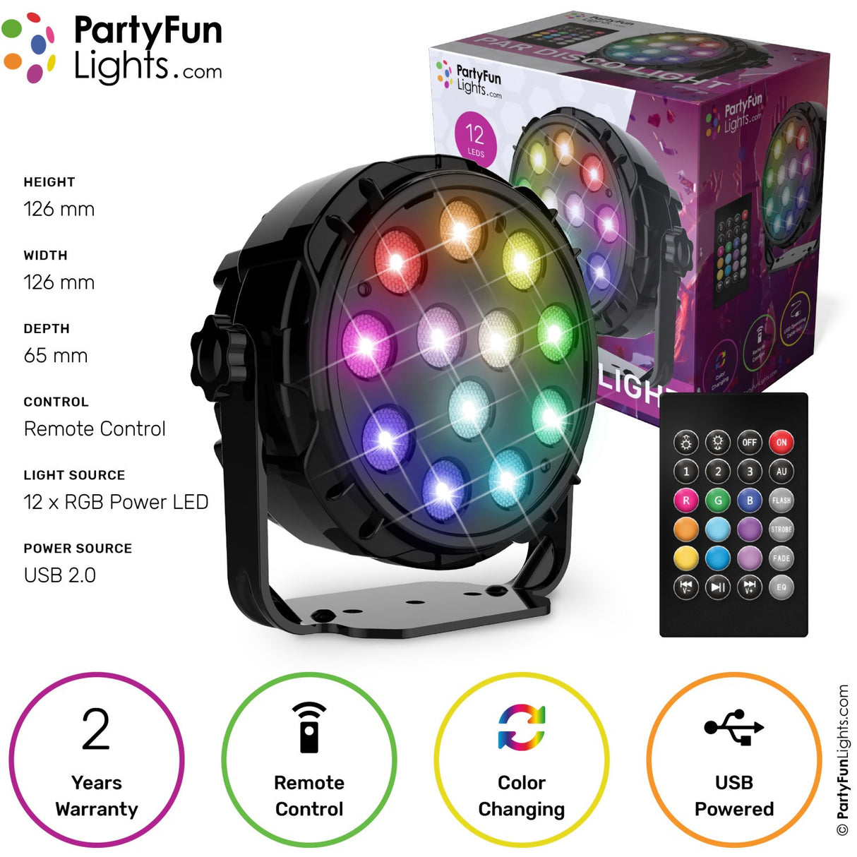 Party Funlight Floodlight Disco Lamp with Remote Control Ø: 12.6cm