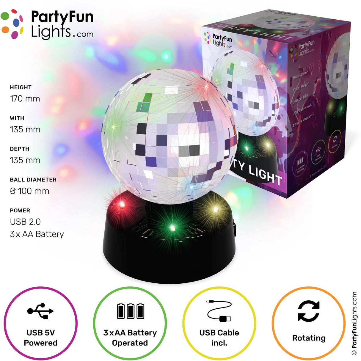 Party Funlight Mirror Ball Lamp Ø: 10cm