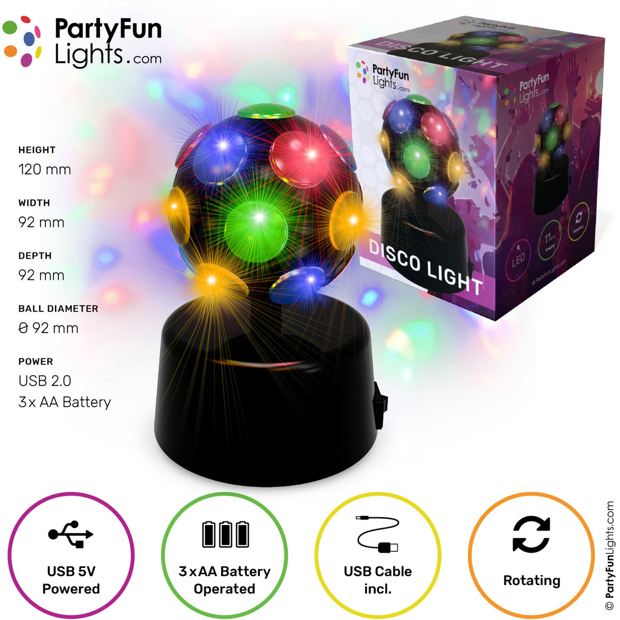 Party Funlight Mini Disco Lamp Ø: 9.2cm