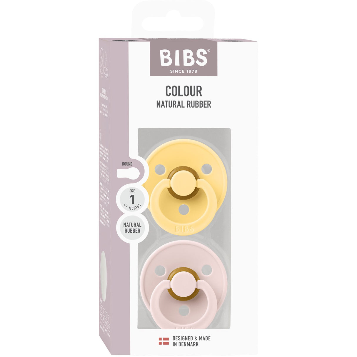 Bibs Pale Butter/Petal Pacifier Colour 2 Pack Latex