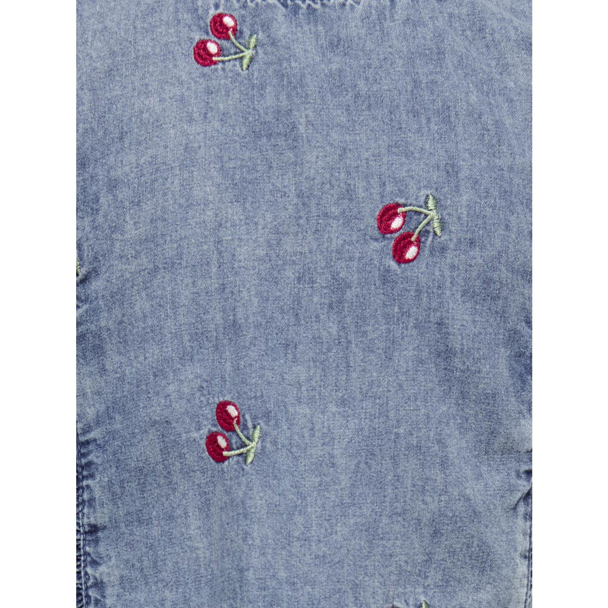 Kids ONLY MINI Medium Blue Denim Cherry Embroidery Dandy Frill Cherry Top Denim