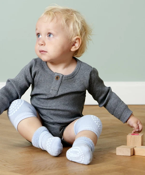 Gobabygo Sky Blue Non Slip Socks Organic Cotton