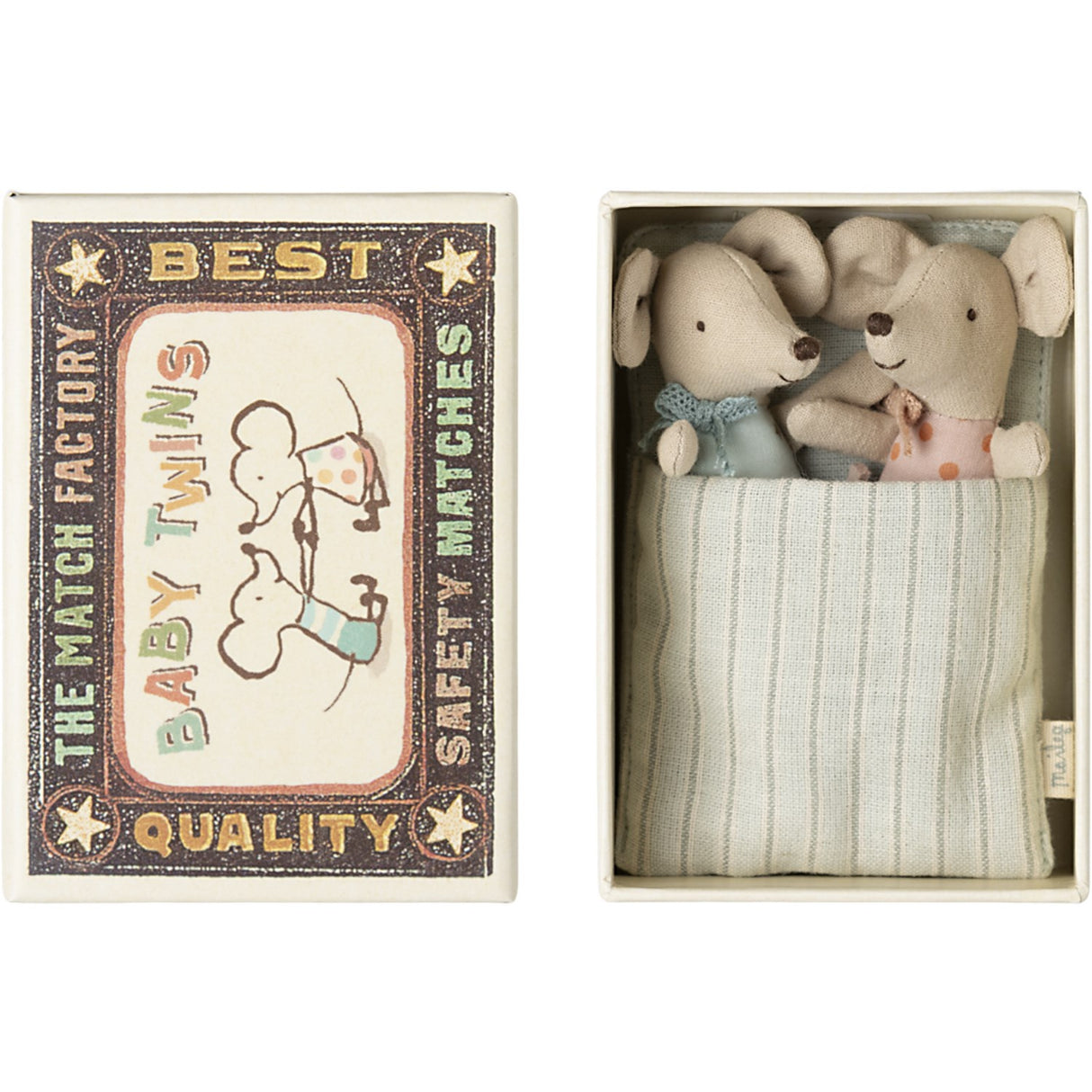 Maileg Twins, Baby Mice In Matchbox