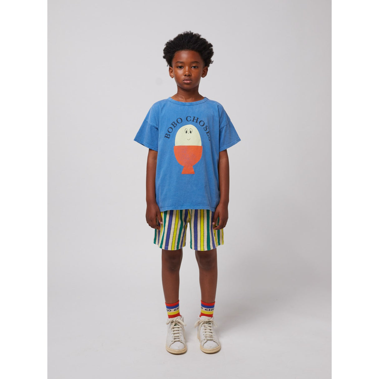Bobo Choses Offwhite Multicolor Stripes Terry Cloth Bermuda Shorts