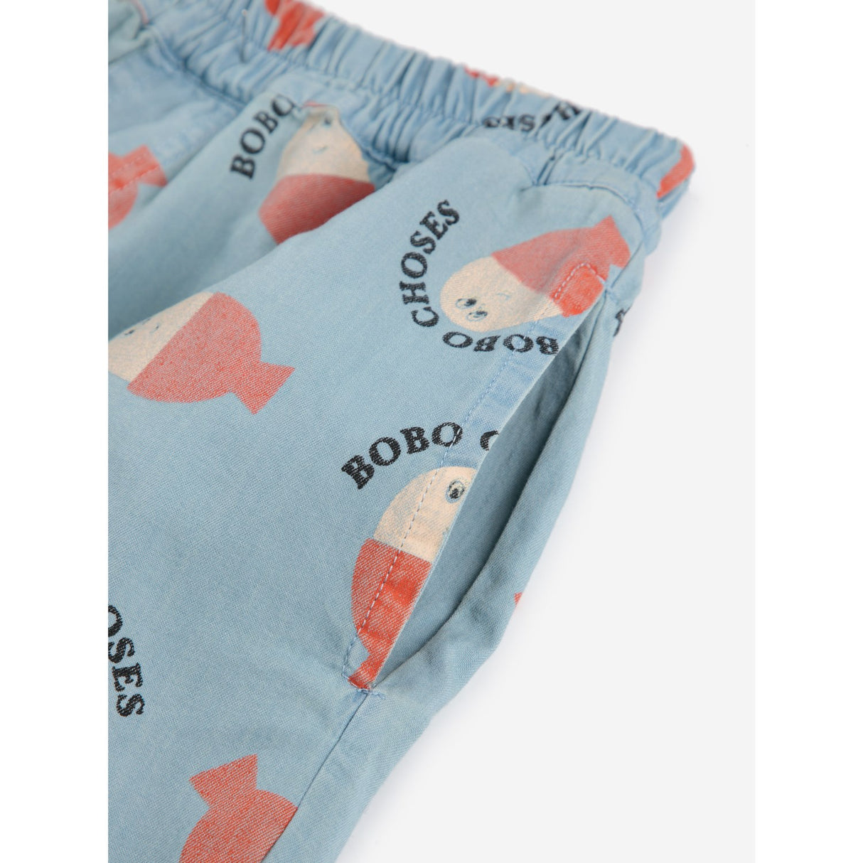 Bobo Choses Light Blue Morning Egg All Over Woven Bermuda Shorts
