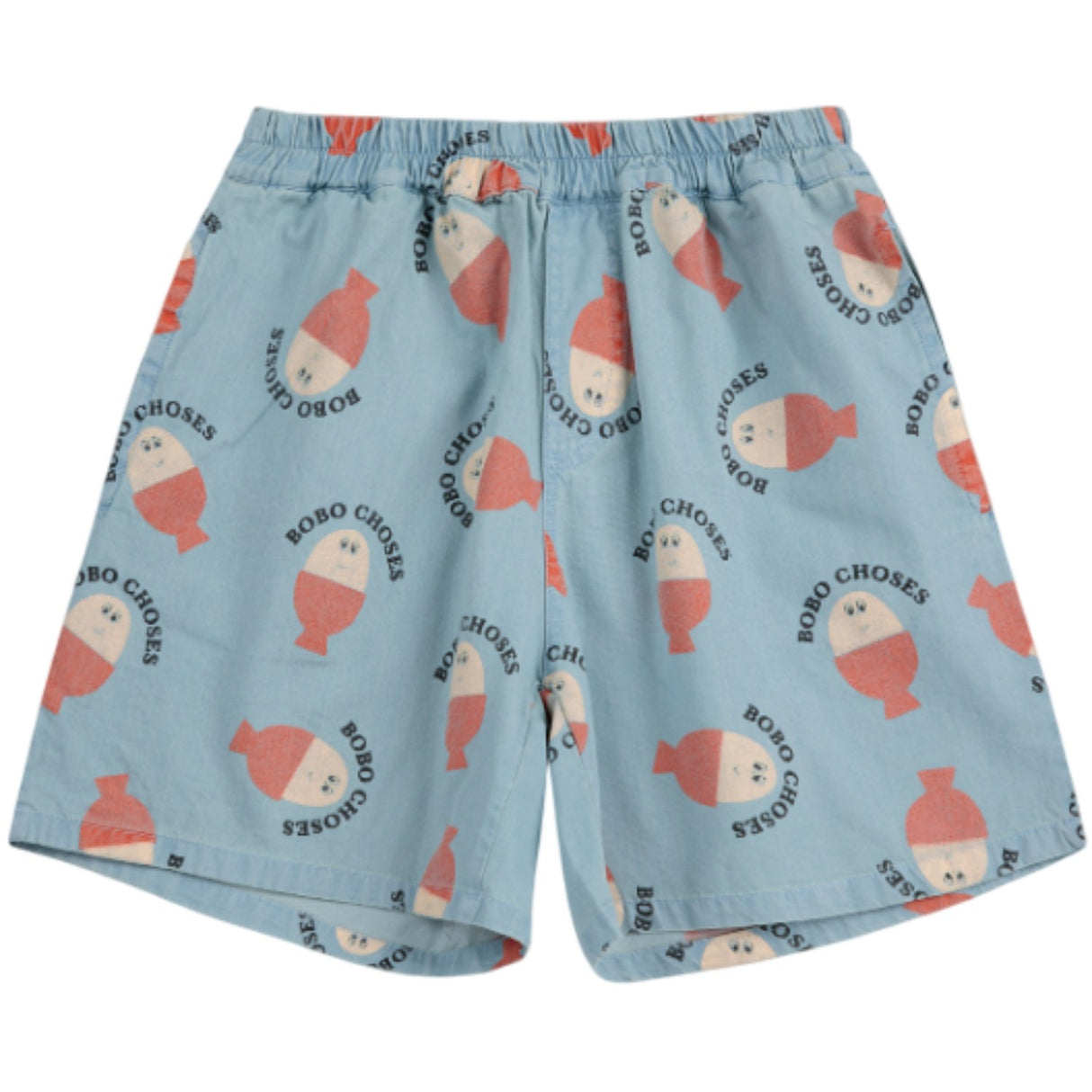 Bobo Choses Light Blue Morning Egg All Over Woven Bermuda Shorts