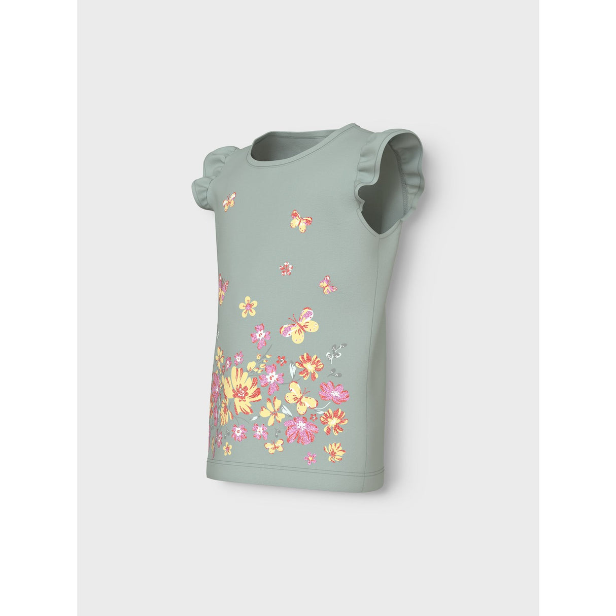Name It Aqua Gray Yellow Flower Vayana Capsl Top