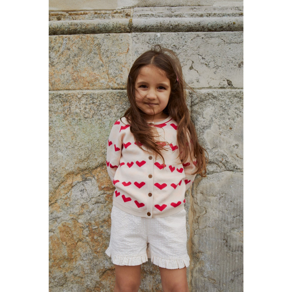 COPENHAGEN COLORS Berry Comb. Knitted Heart Cardigan