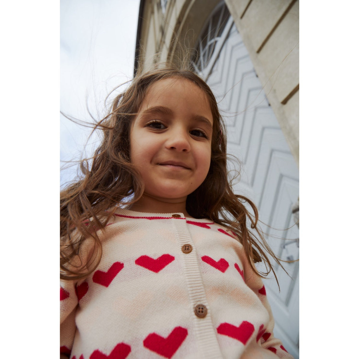 COPENHAGEN COLORS Berry Comb. Knitted Heart Cardigan