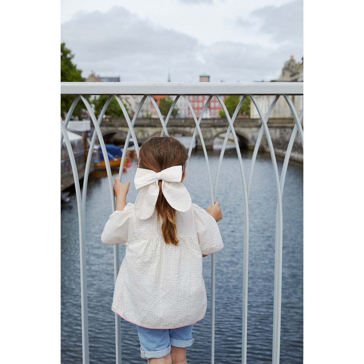 COPENHAGEN COLORS Dusty Rose W Cream Stripe W. Pink Seersucker Blouse W. Contrast Edge