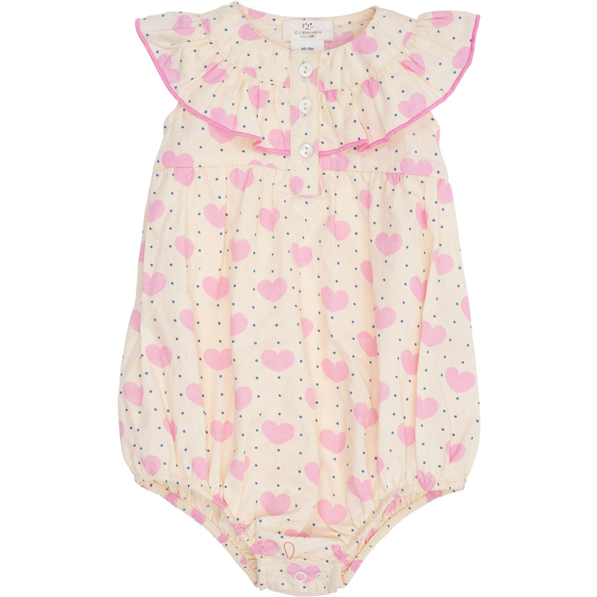 COPENHAGEN COLORS Heart Aop Heart & Dots Romper W Frill