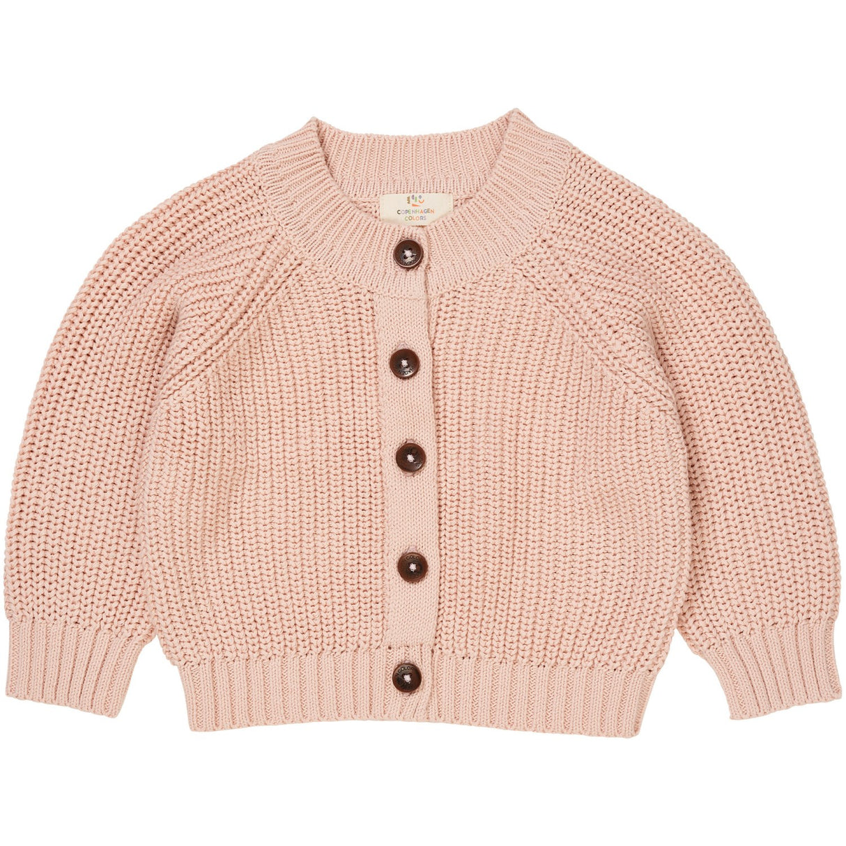 COPENHAGEN COLORS Dusty Rose Knitted Classic Rib Cardigan