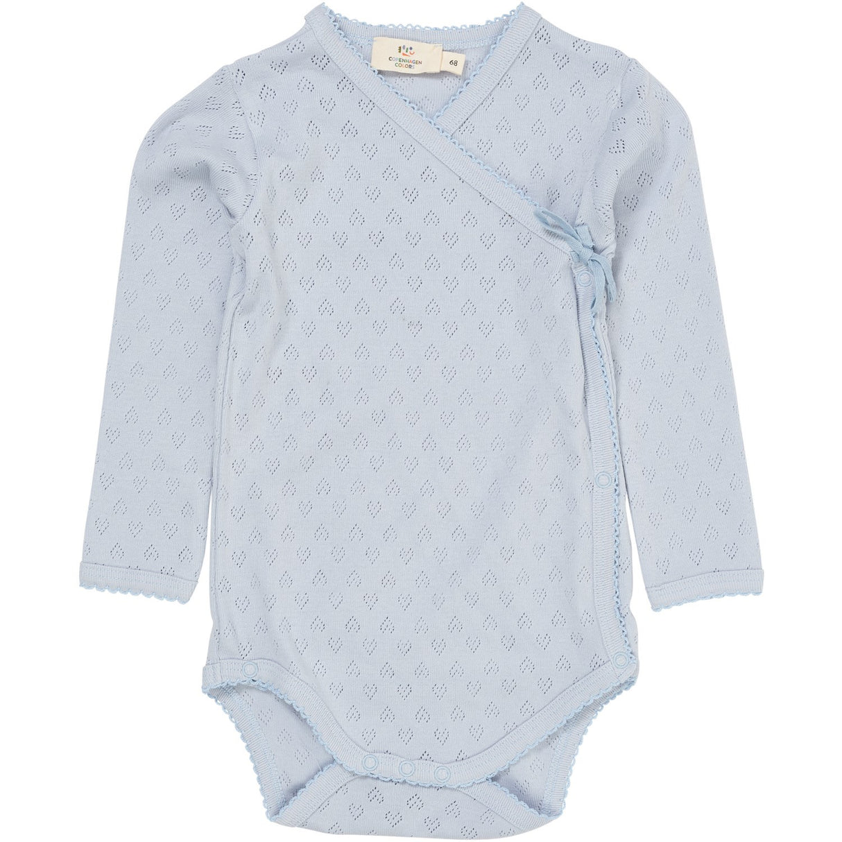 COPENHAGEN COLORS Dusty Blue Pointelle Heart Crossover Body Ls