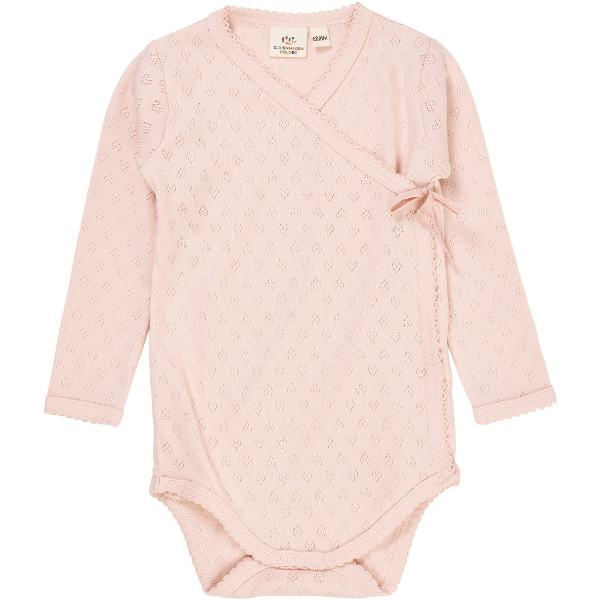 COPENHAGEN COLORS Dusty Rose Pointelle Heart Crossover Body Ls