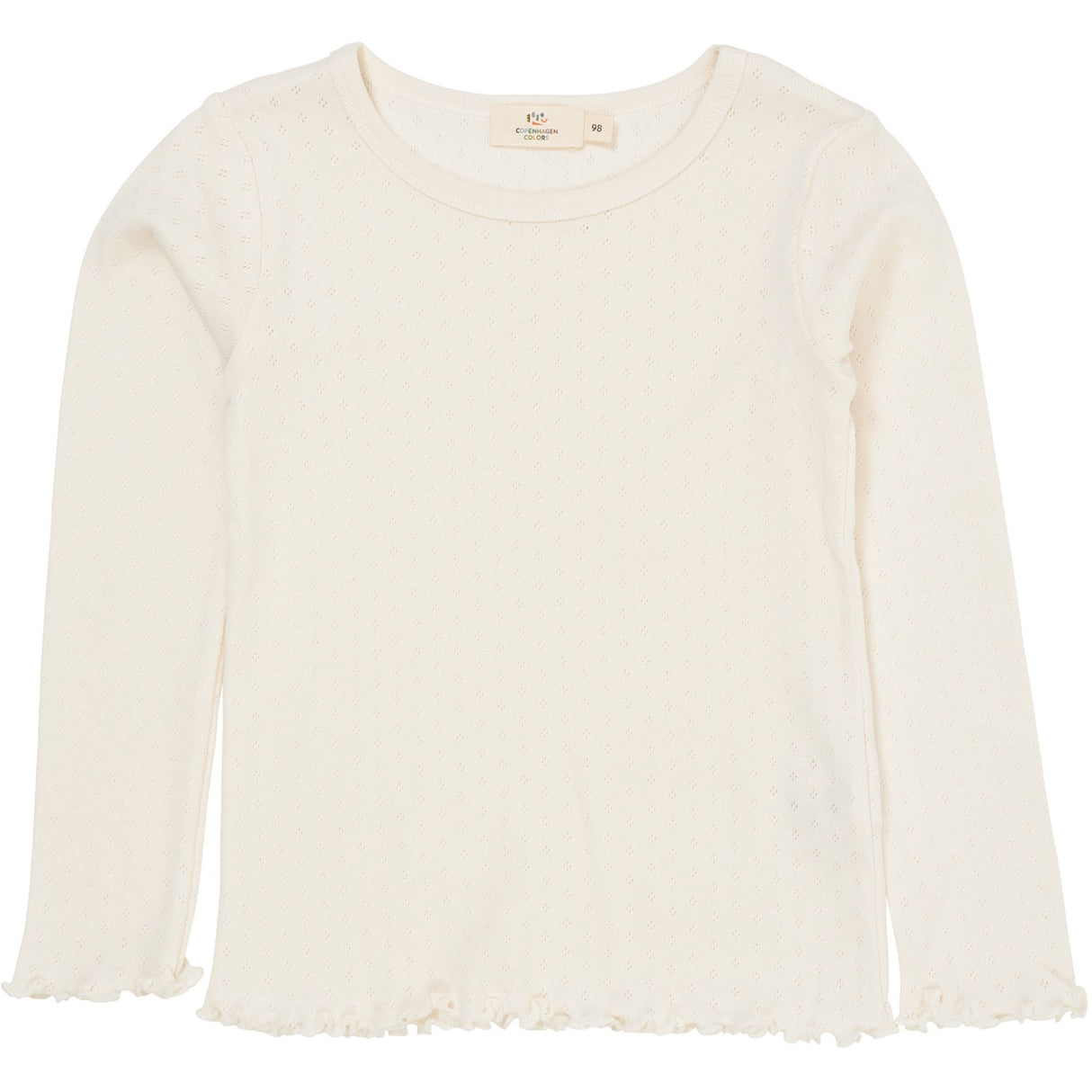COPENHAGEN COLORS Cream Summer Pointelle Ls Tee