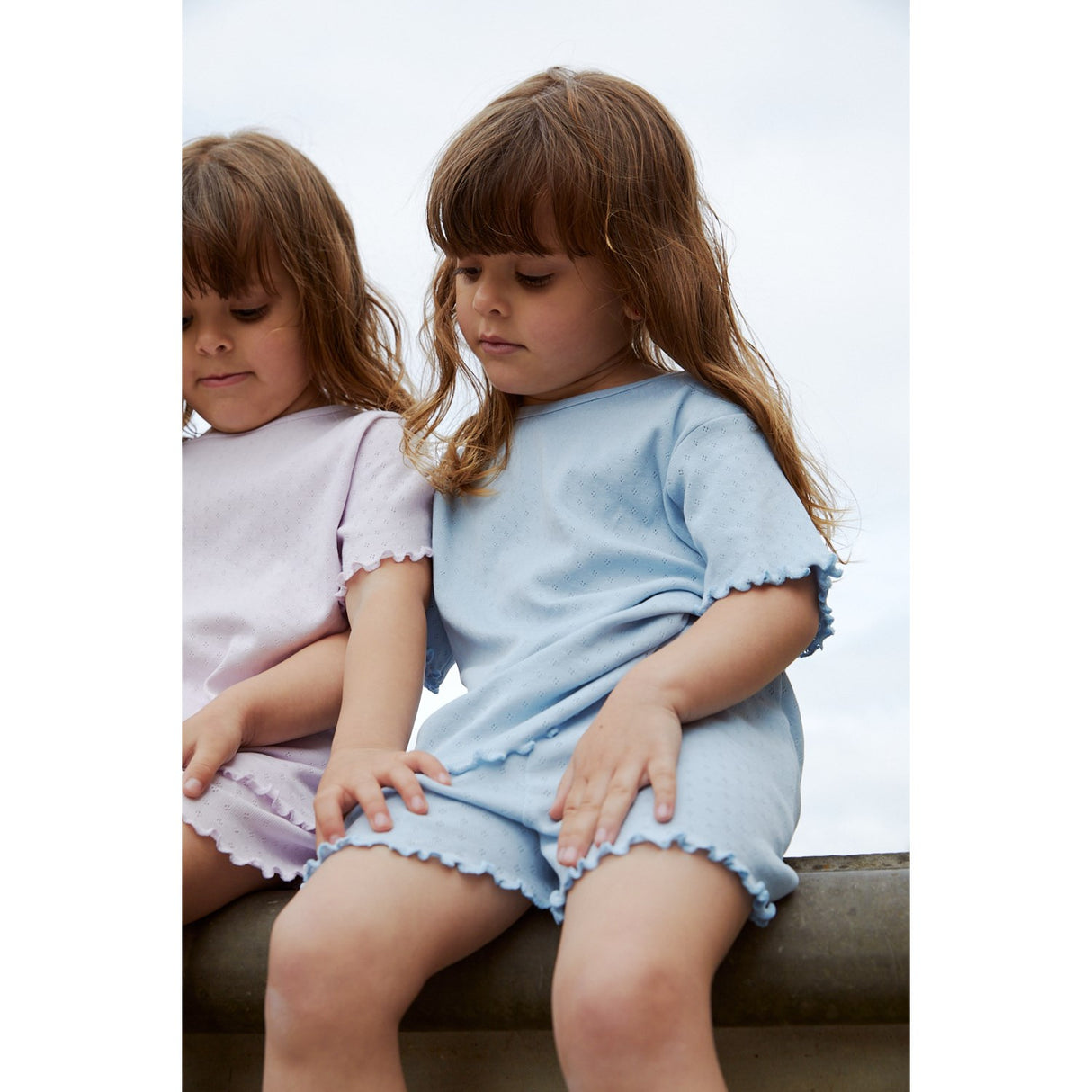 COPENHAGEN COLORS Dusty Blue Summer Pointelle Shorts