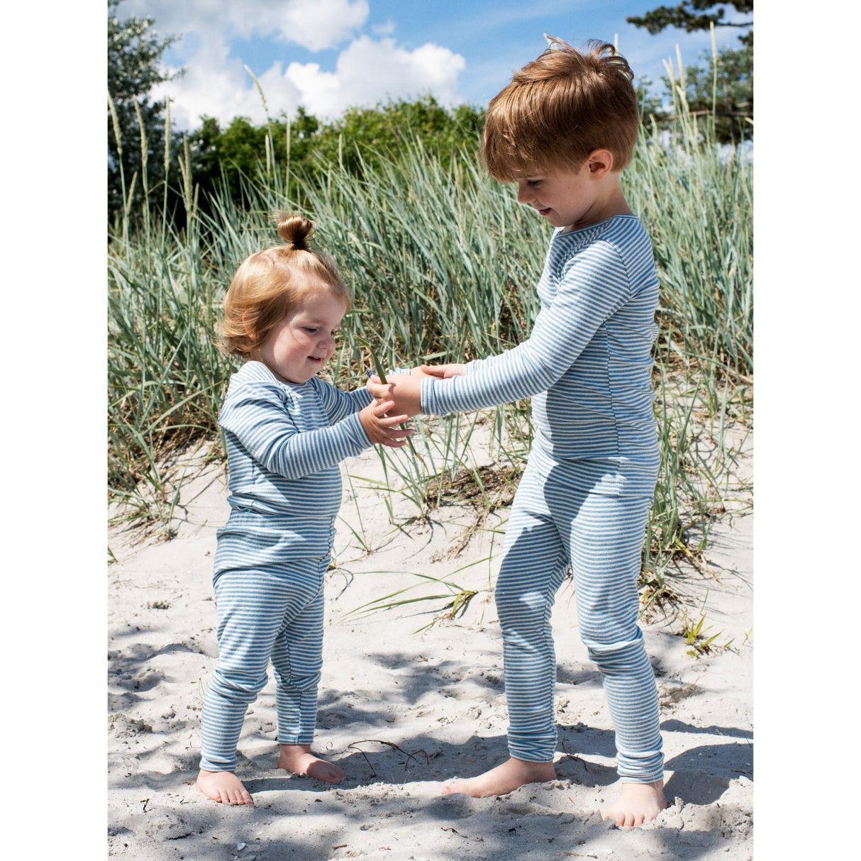 Serendipity Azur/Ecru Baby Leggings Stripe