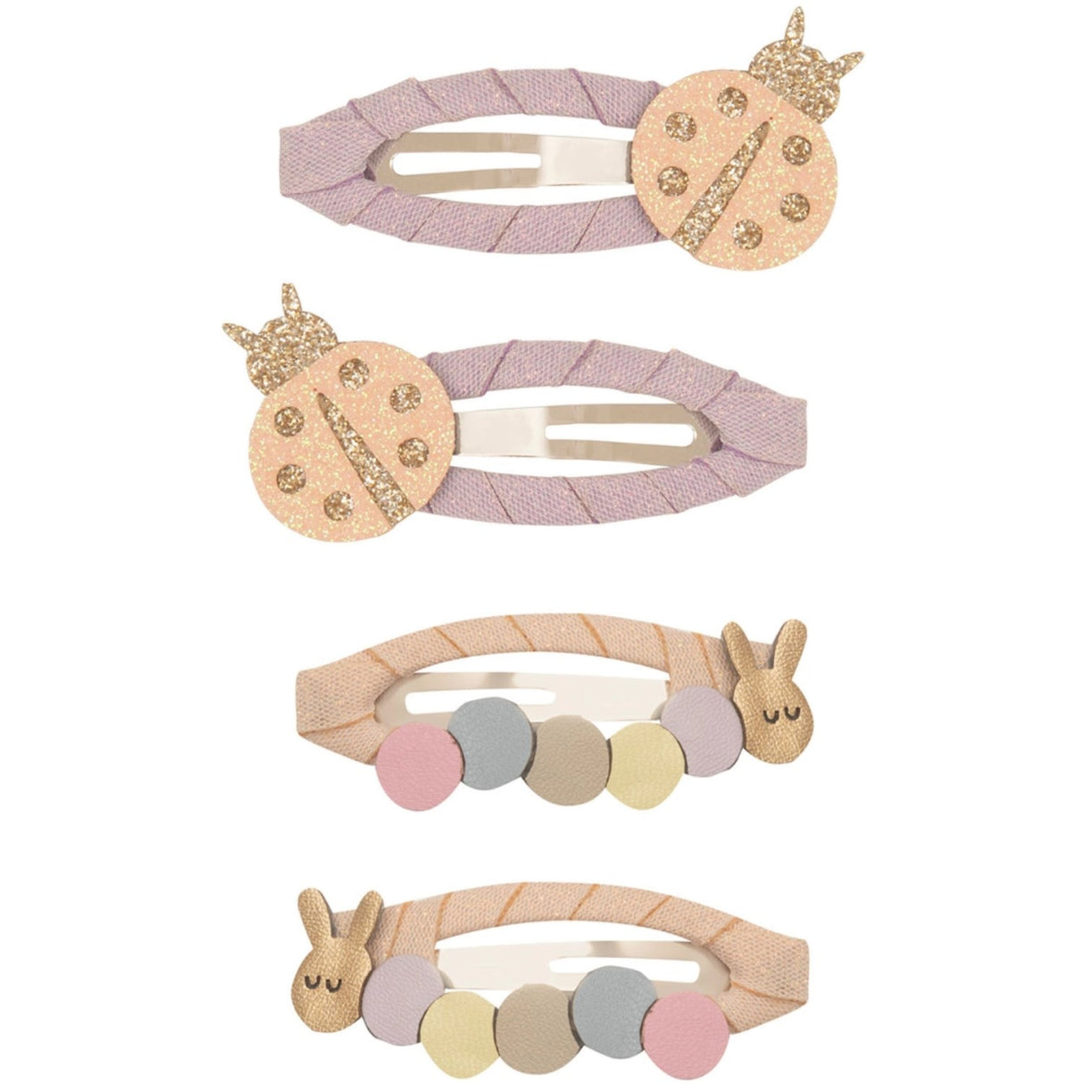 Mimi & Lula 4 Hair Clips - Ladybird & Caterpillar Spring Magic
