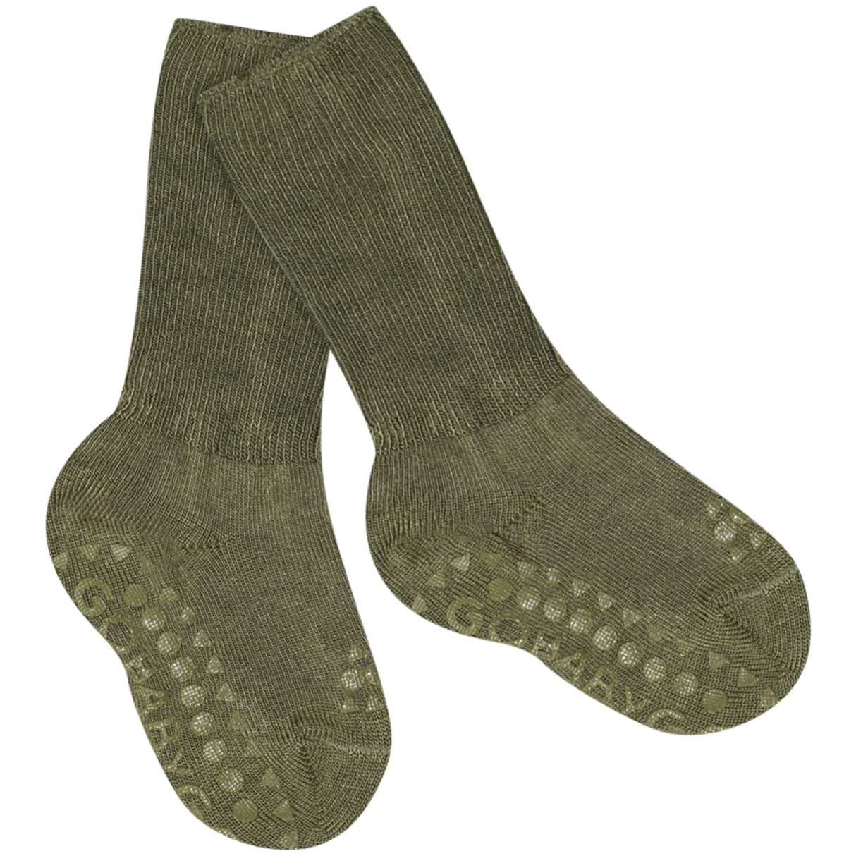 Gobabygo Deep Lichen Green Non-Slip Socks Bamboo