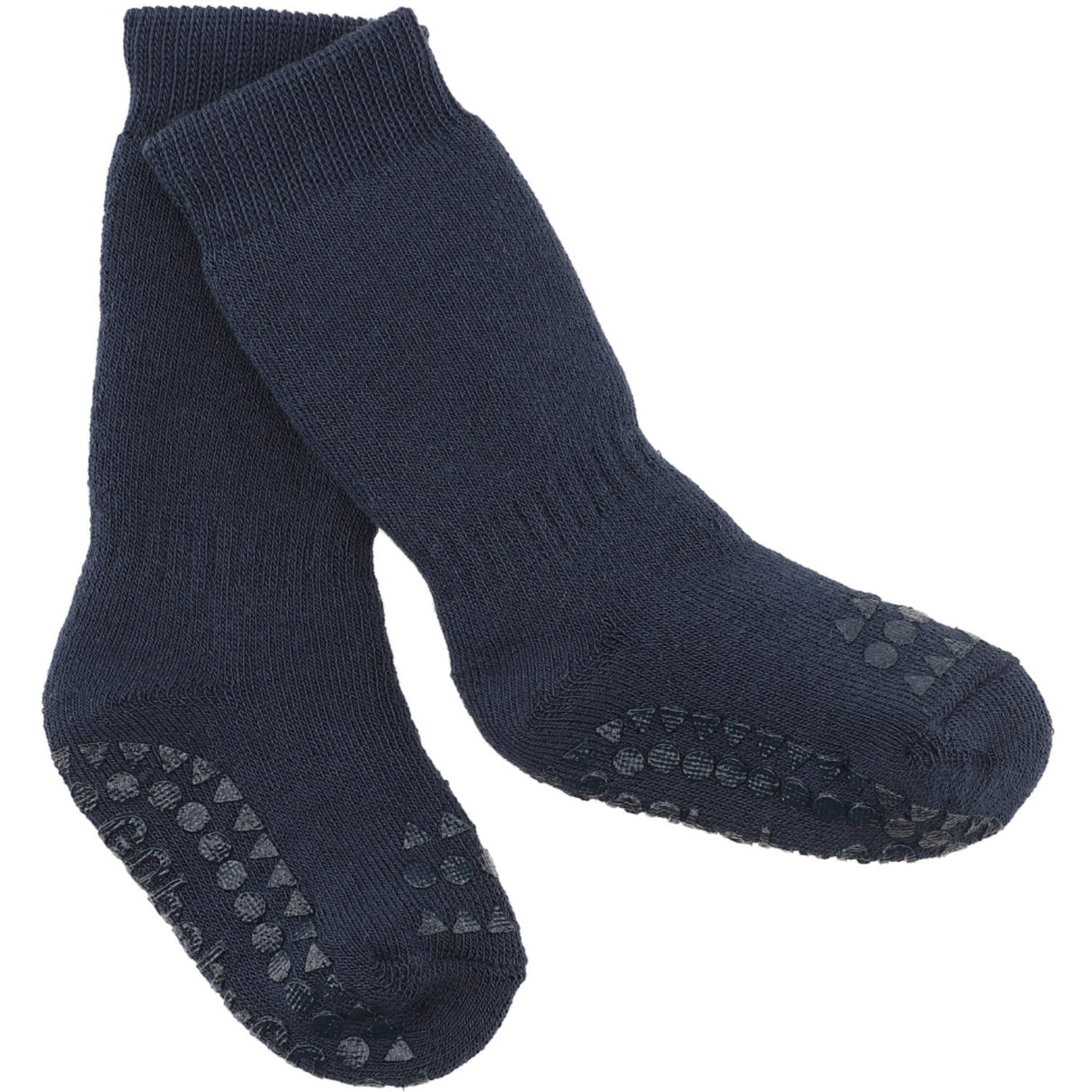 Gobabygo Navy Blue Non-Slip Socks Organic Terry Cotton