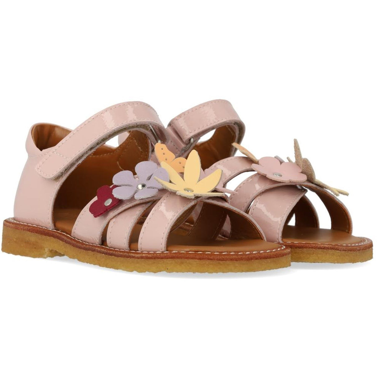 Angulus Rosebud Sandal with Multicolored Floral Appliques