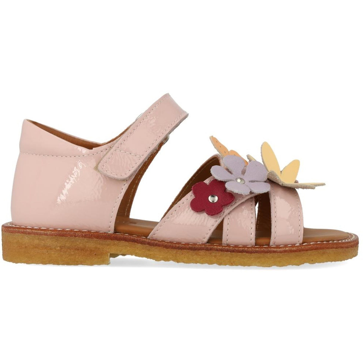 Angulus Rosebud Sandal with Multicolored Floral Appliques