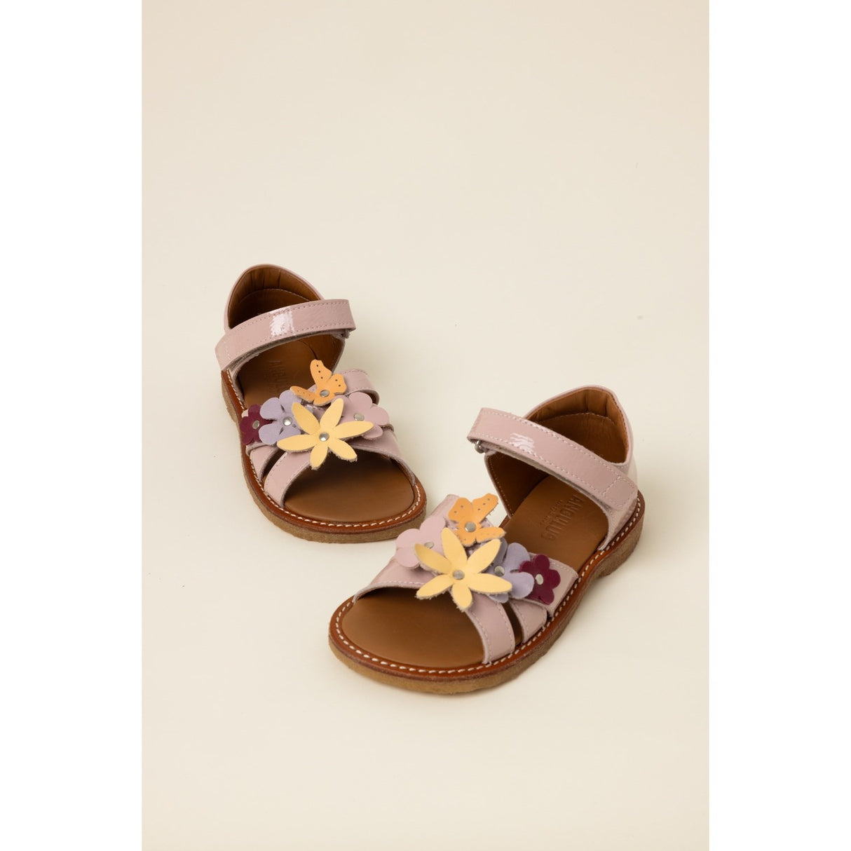 Angulus Rosebud Sandal with Multicolored Floral Appliques