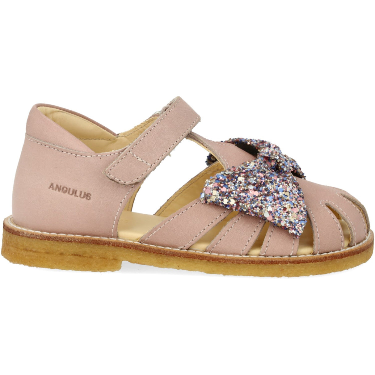 Angulus Rosebud/Pastel multi glitter Sandal Med Glittersløjfe Og Velcro Closure