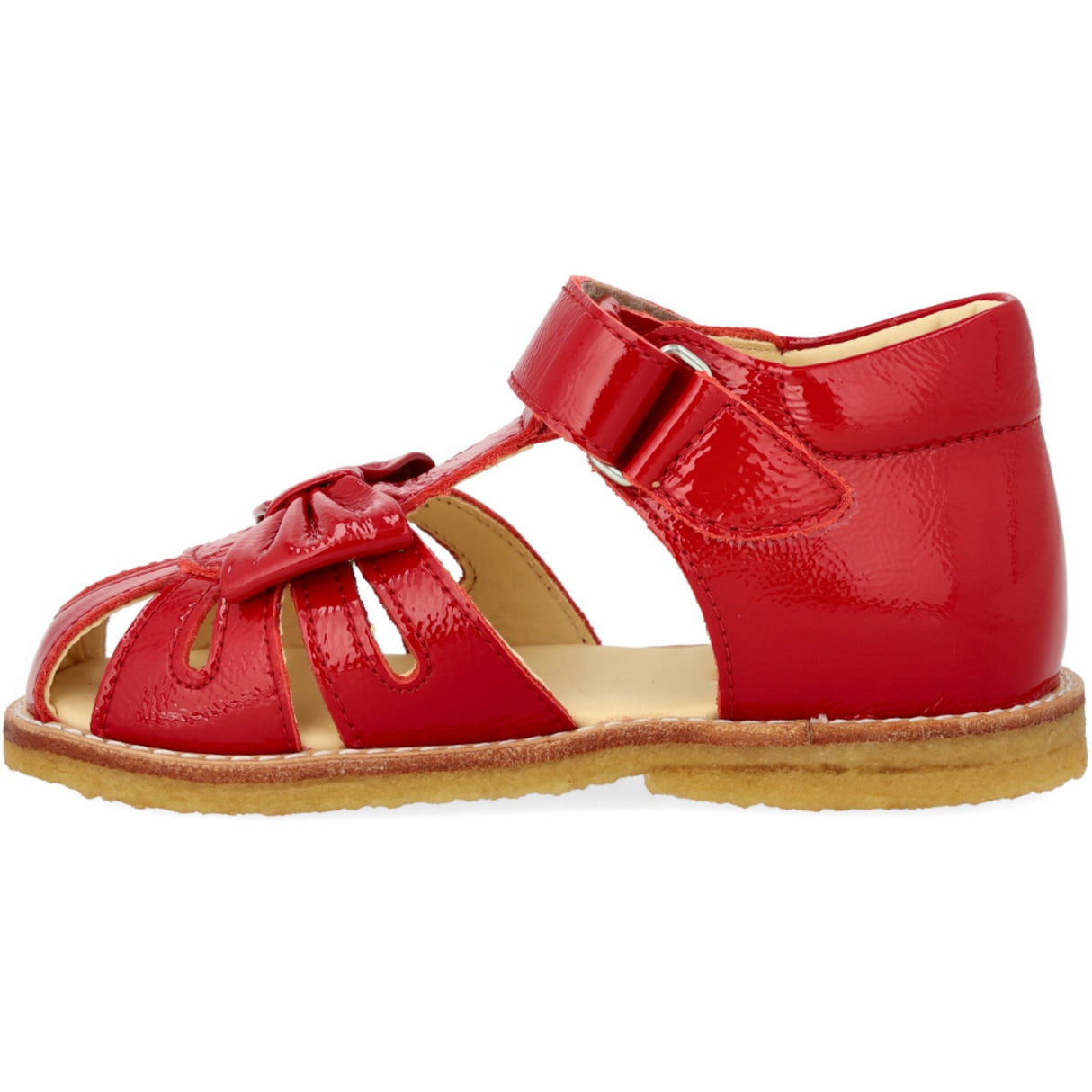 Angulus Dark Red Beginner Sandal with Bow and Velcro Closure